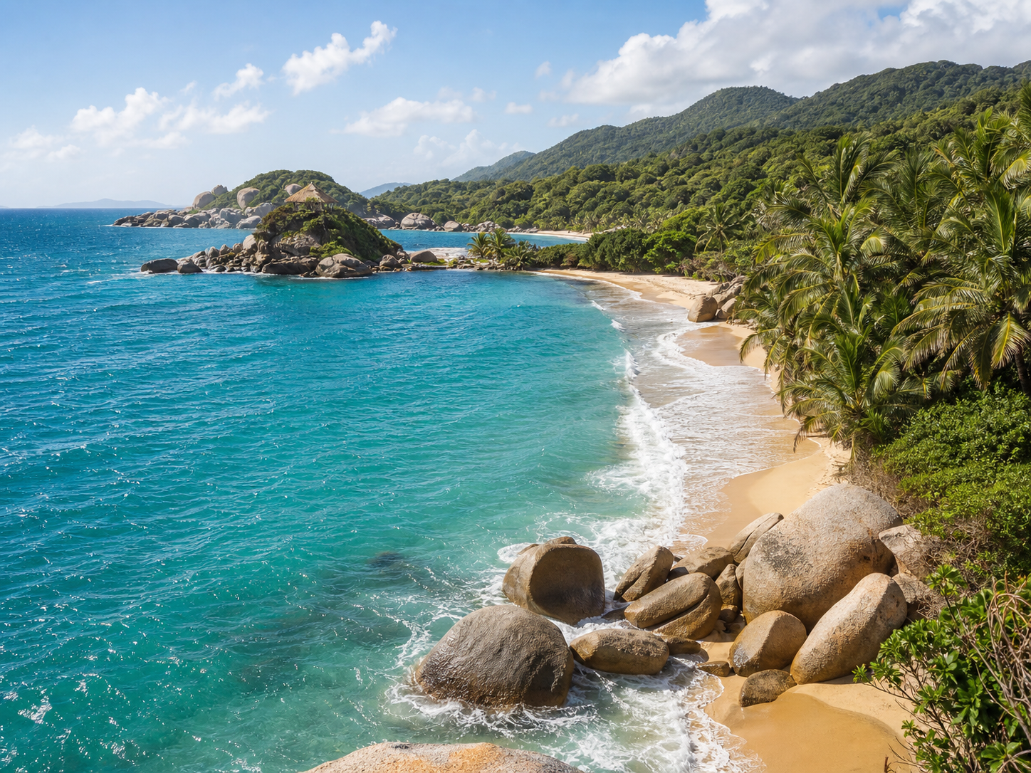 Parc Tayrona Colombie, plage tropicale et mer turquoise